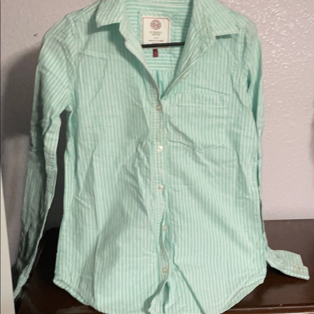 Teal striped shirt
